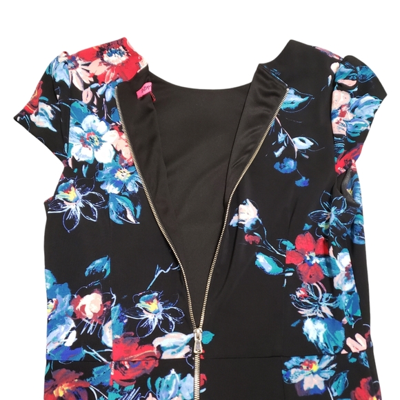 Betsey Johnson Dark Floral Midi Sheath Dress Black Sz 12 Whimsigoth - Picture 8 of 15